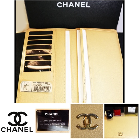 Chanel Porte Monnaie Tan Leather Wallet with Gold Tone CC Logo EUC - Picture 12 of 16